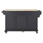 Kitchen Island with Rubber wood Countertop, Kitchen Cart on 5 Wheels with Storage Cabinet and 5 Drawers for Dinning Room, Black - Grand Goldman Shop