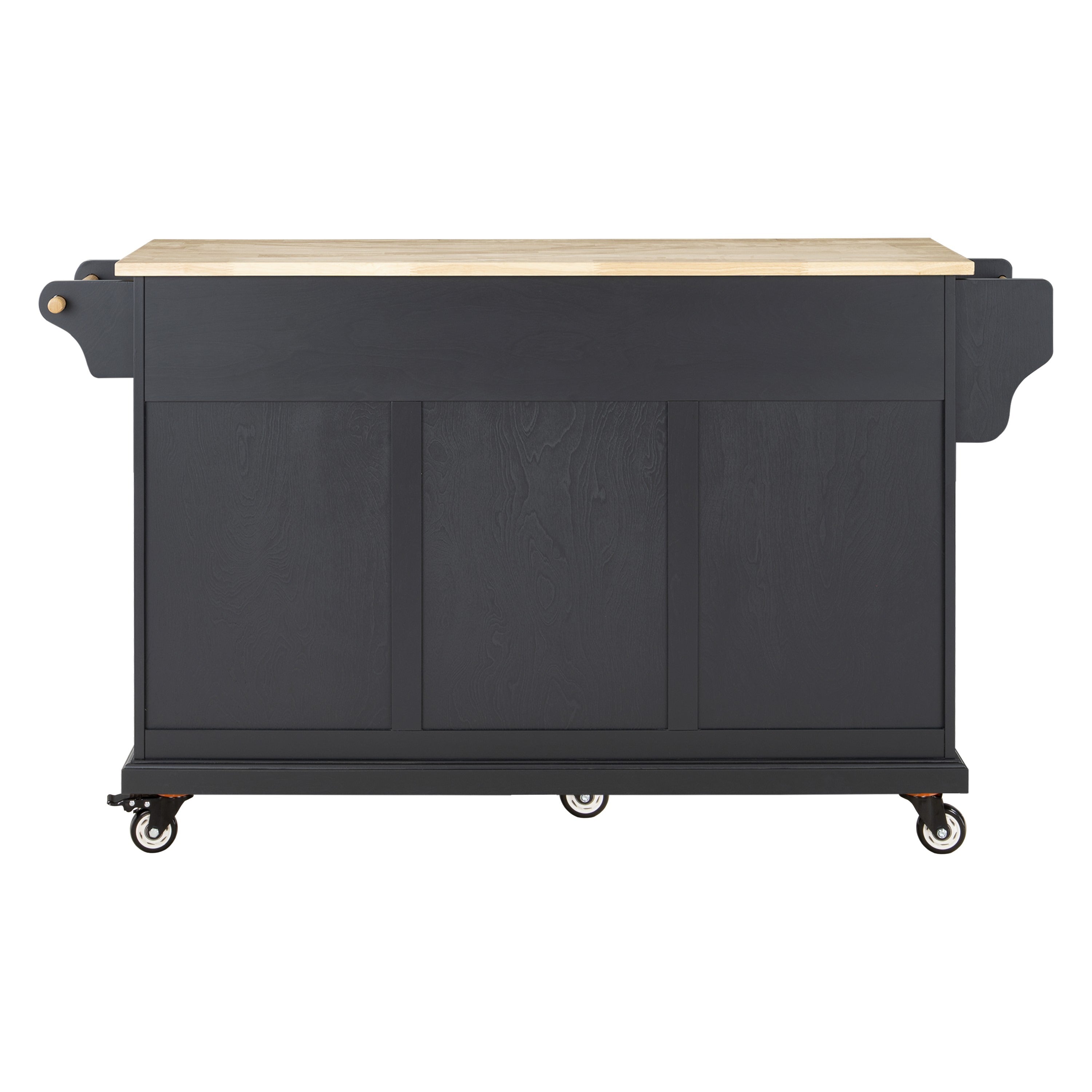 Kitchen Island with Rubber wood Countertop, Kitchen Cart on 5 Wheels with Storage Cabinet and 5 Drawers for Dinning Room, Black - Grand Goldman Shop