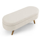 Ottoman Oval Storage Bench,Rubber Wood Legs, Beige(43.5'x16'x16') - Grand Goldman Shop