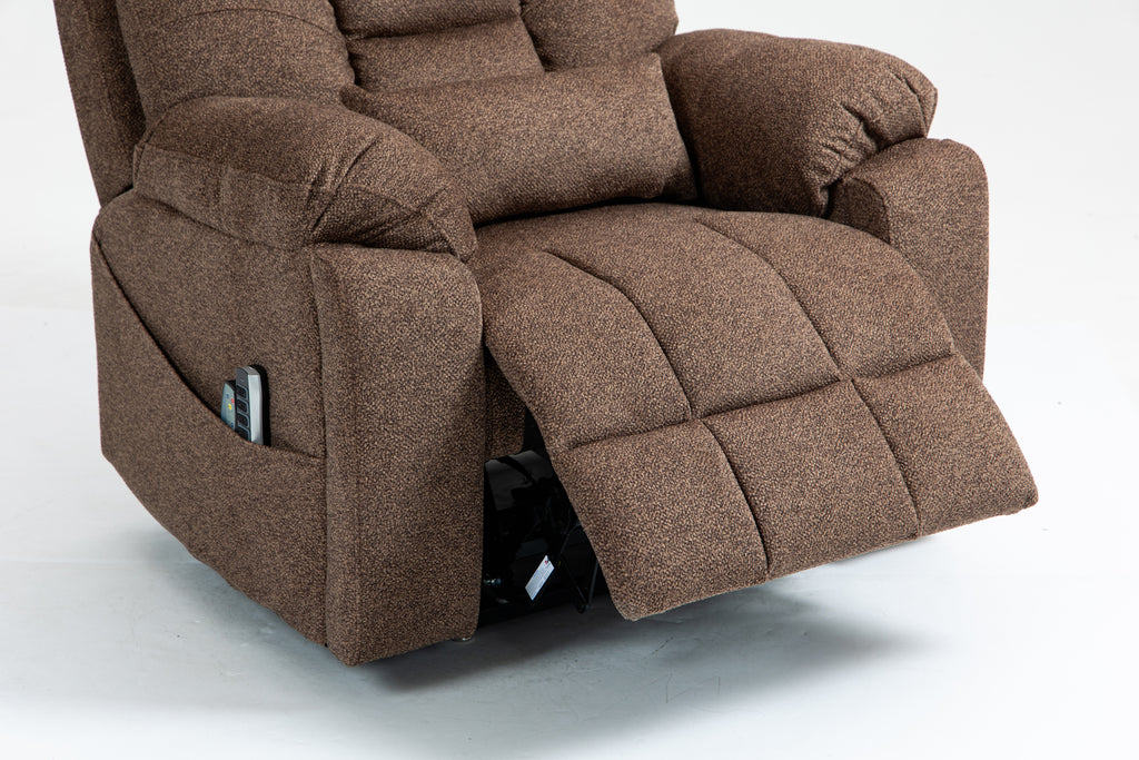 Old age electric lift chair, flat high density foam electric sofa, with heating and massage functions, can tilt to 180 degrees, 2 pocket cup holders, 2 remote controls, 4 OKIN motors - Grand Goldman Shop