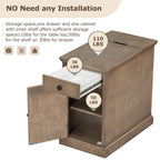 U-Can Classic Vintage Livingroom End Table Side Table with USB Ports and One Multifunctional Drawer with cup holders, Antique Brown (Old SKU: WF296294AAD) - Grand Goldman Shop