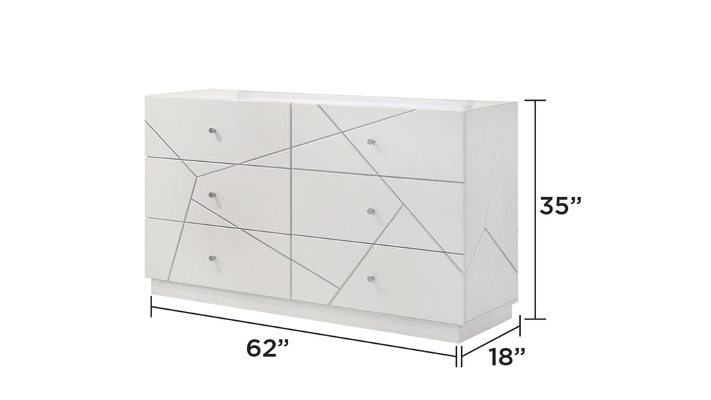 Manhattan Queen 5-Piece Bedroom Set – Modern Design with Lacquer Finish, Geometric Accents, and LED Lighting - Grand Goldman Shop