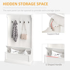 HOMCOM 38' 3-In-1 Entryway Hall Tree with Storage Bench, Coat Rack with Four Hooks and Shoe Storage, White - Grand Goldman Shop