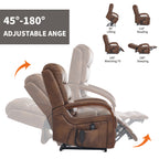 Power Brown Leatheraire Lift Recliner Chair Dual Motor Infinite Position Up to 350 LBS with Solid Wood Armrests, Heat Massage and Heavy Duty Motion Mechanism - Grand Goldman Shop