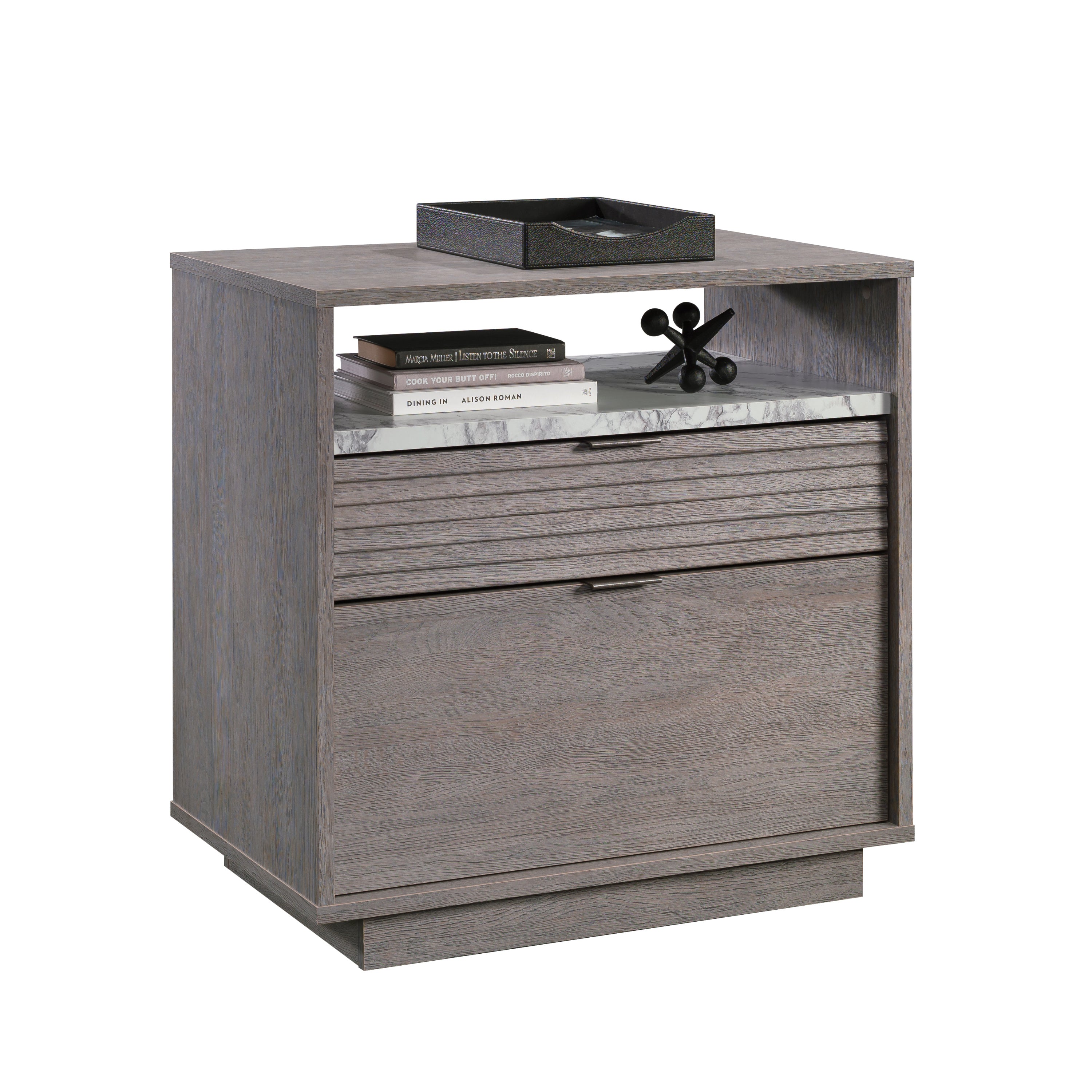 Lateral File with Two Drawers, Medium Gray finish - Grand Goldman