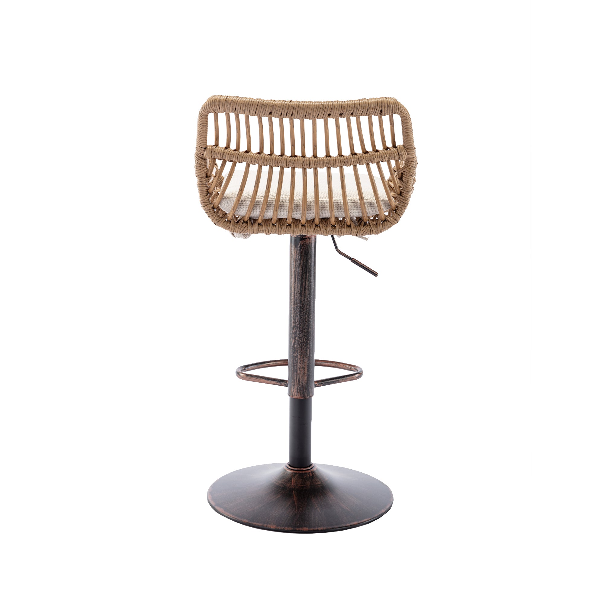COOLMORE Modern Swivel Bar Stools Set of 2 with Adjustable Counter Height and Footrest in Beige Linen - Grand Goldman Shop