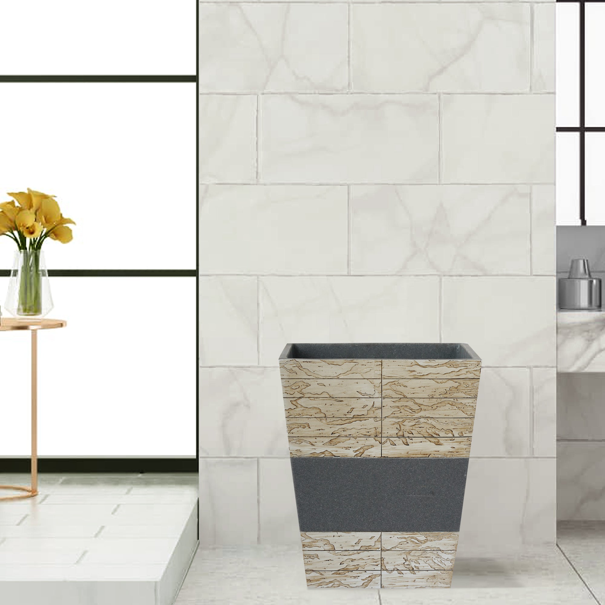 Cement Wastebasket, 7Qt - Grand Goldman Shop
