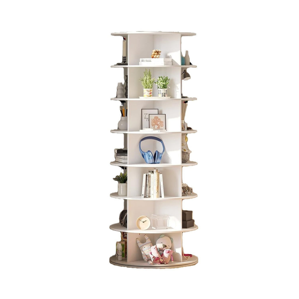 7 Tier Rotating Shoe Rack Tower, Spinning Shoe Display, 360 Shoe Rack Storage Round Carousel, Vertical Handbag Rotate Shoes Closet Organization (WHITE) - Grand Goldman Shop