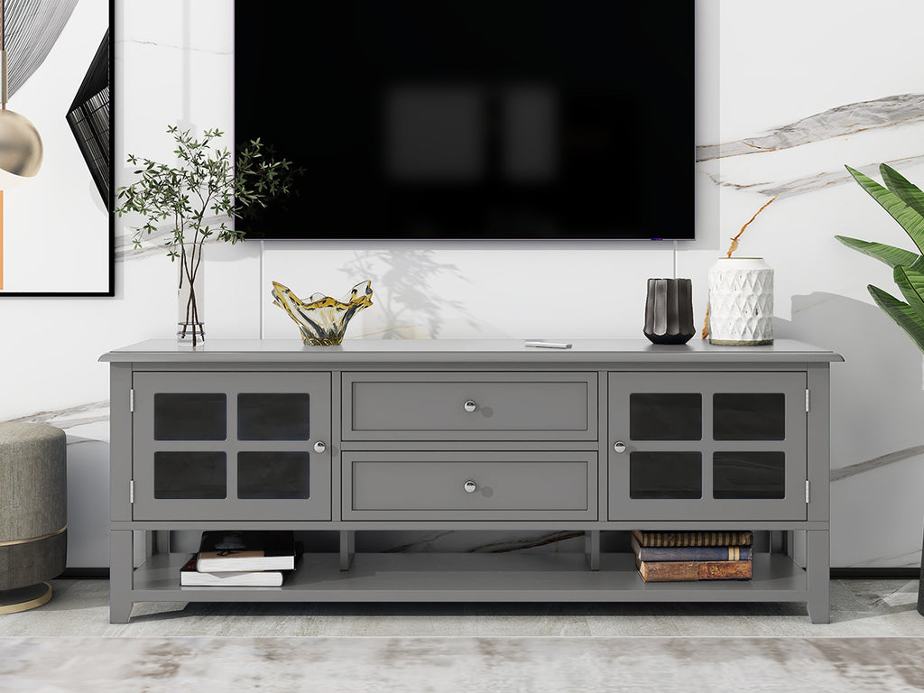 TV Stand for TVs up to 60'', Entertainment Center with Multifunctional Storage Space, TV Cabinet with Modern Design, Media Console for Living Room, Bedroom - Grand Goldman Shop