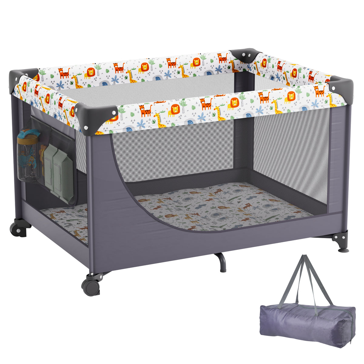 Baby Playpen Quick-Folding Portable Baby Toddler Fence Play Yard & Wheels | Premium Home Decor - Grand Goldman