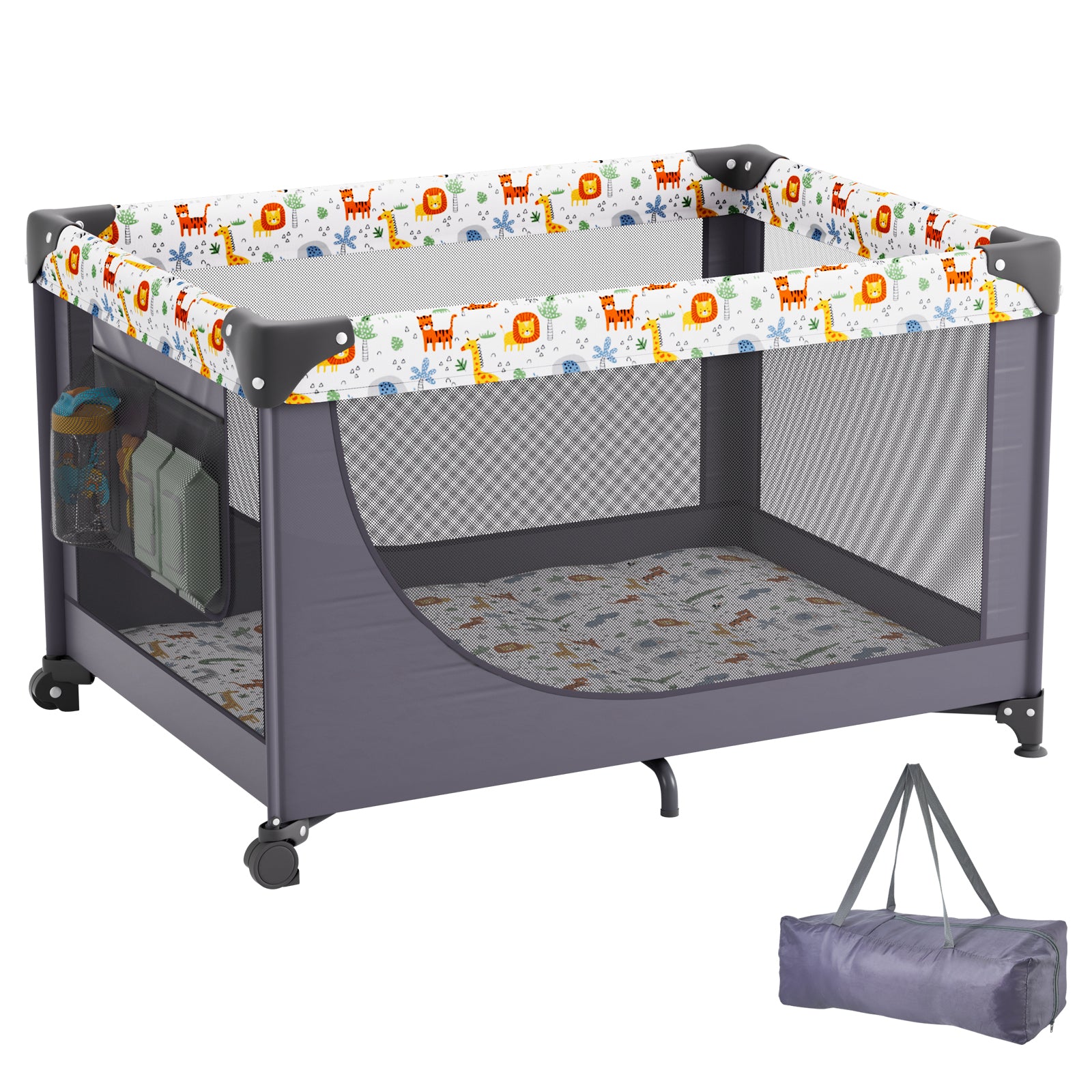 Baby Playpen Quick-Folding Portable Baby Toddler Fence Play Yard & Wheels | Premium Home Decor - Grand Goldman