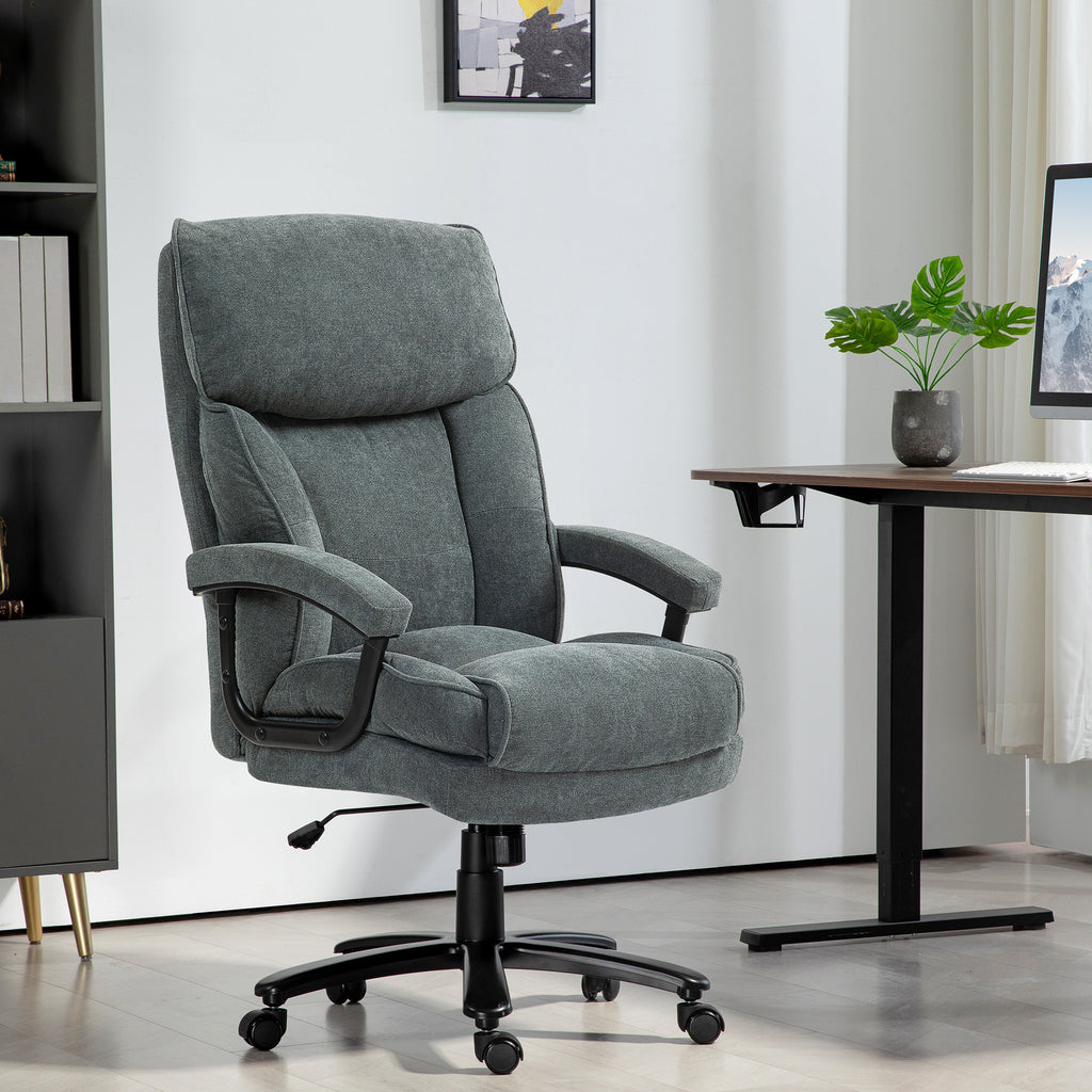 HOMCOM Big and Tall Office Chair, Up to 450 lbs. Heavy Duty High Back Desk Chair with Swivel Wheels, Executive Computer Chair