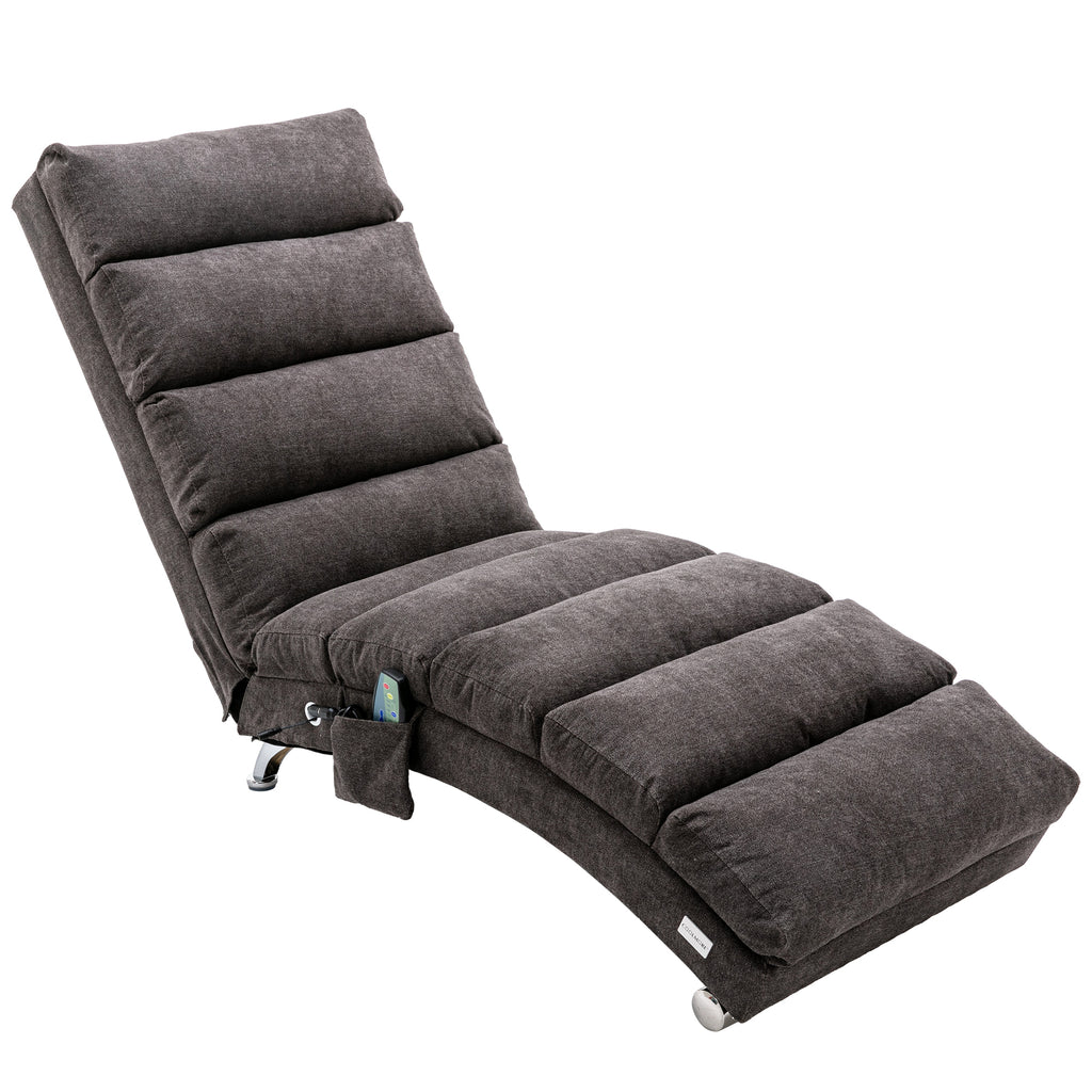 Ergonomic Linen Massage Chaise Lounge with Remote Control, Dark Gray, Electric Massage Lounger with 5 Modes - Grand Goldman Shop