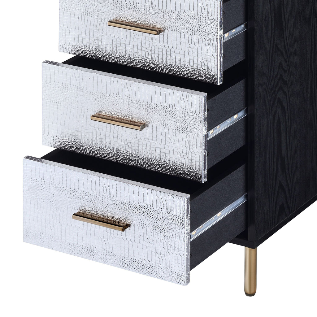 Myles Black, Silver & Gold Finish Jewelry Armoire - Grand Goldman Shop