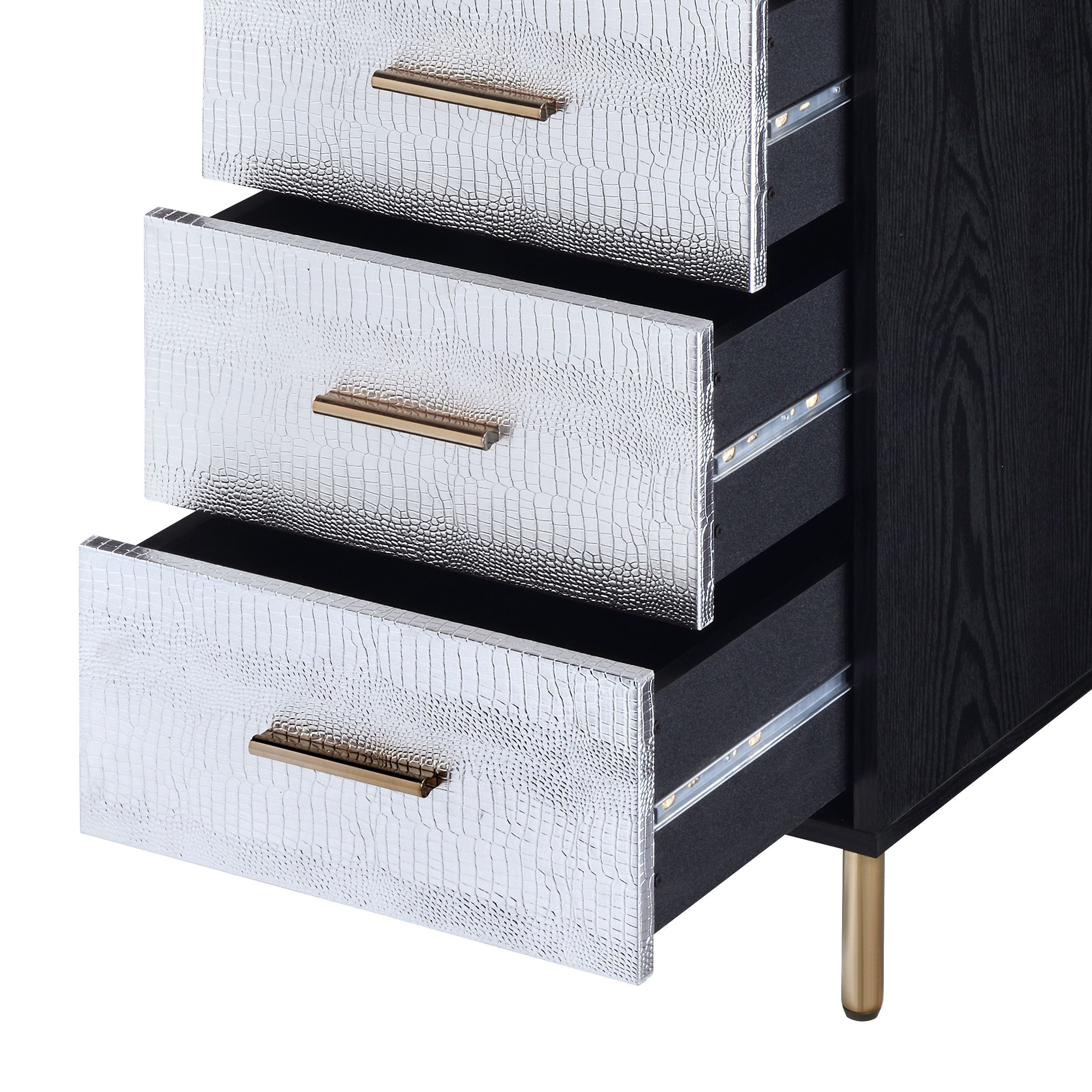 Myles Black, Silver & Gold Finish Jewelry Armoire - Grand Goldman Shop
