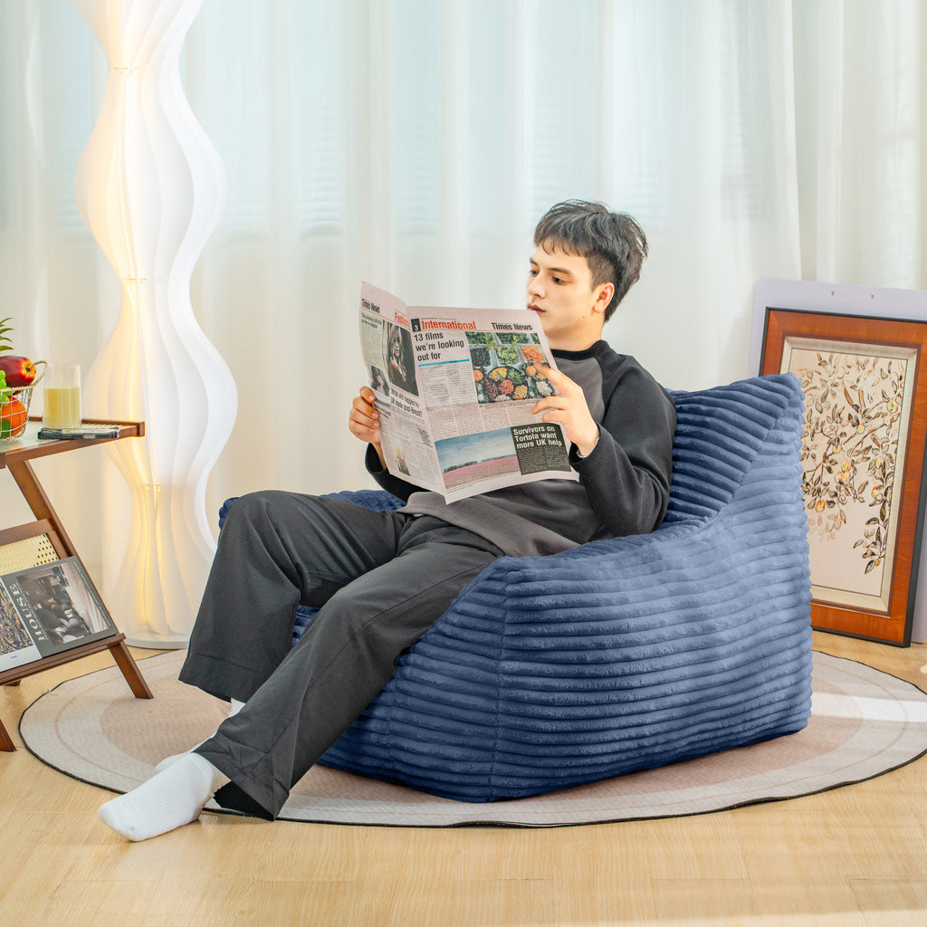 Bean Bag Chair for Adults with Armrests - Oversized Comfy Beige Beanbag Lounge Lazy Floor Sofa Chair for Living Room, Bedroom & Dorm, Cozy Fluffy Single Cloud Mini Couch - Grand Goldman Shop