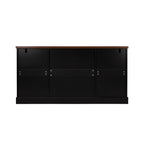 Black Farmhouse Barn Door Storage Cabinet with 2 Drawers & Door Rack, Adjustable Shelves, MDF Construction, 63.11' L x 15.75' W x 32.09' H - Grand Goldman Shop