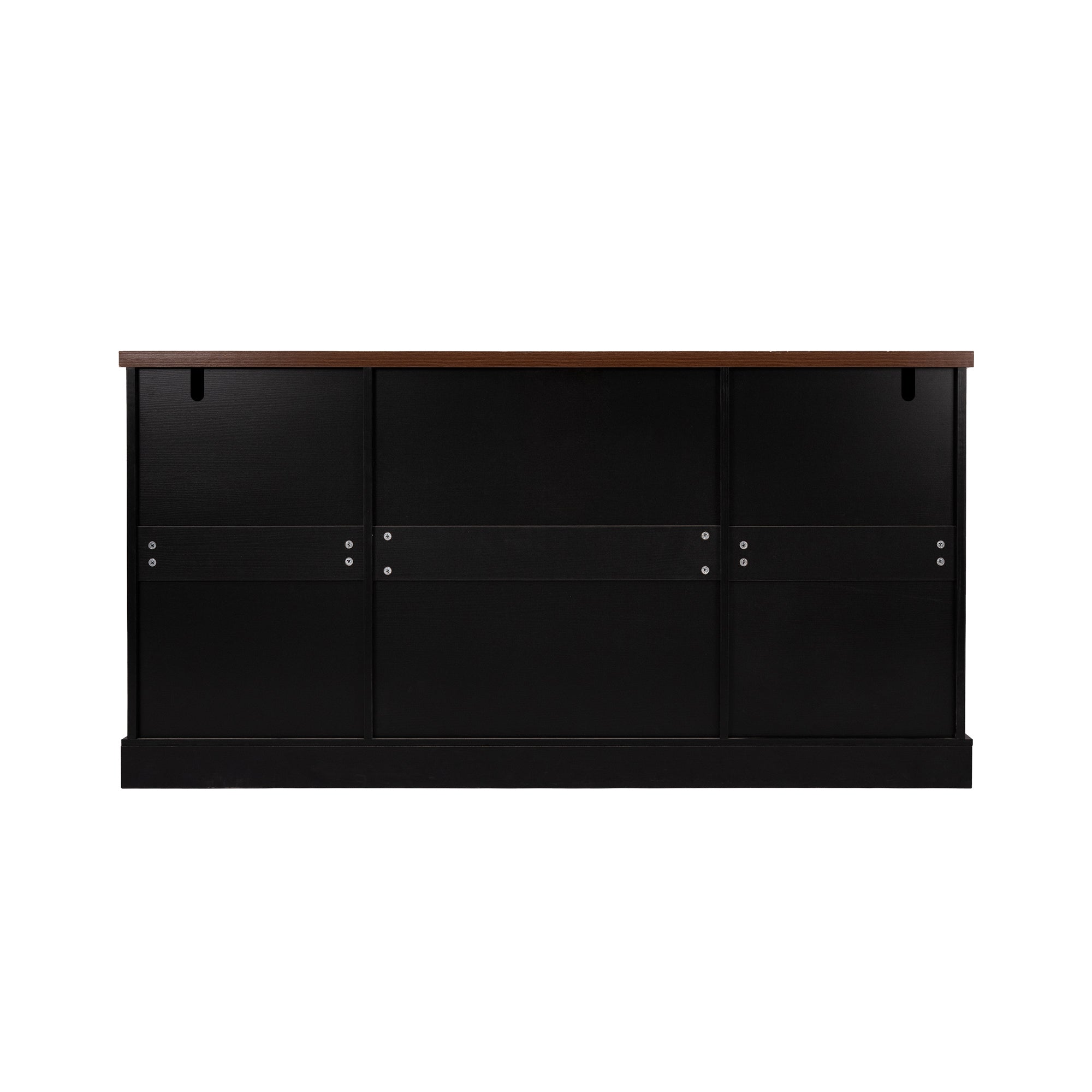 Black Farmhouse Barn Door Storage Cabinet with 2 Drawers & Door Rack, Adjustable Shelves, MDF Construction, 63.11' L x 15.75' W x 32.09' H - Grand Goldman Shop