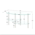 Modern Transparent Oval Glass Coffee Table with Stainless Steel Legs and 3-Layer Design for Living Room - Grand Goldman Shop