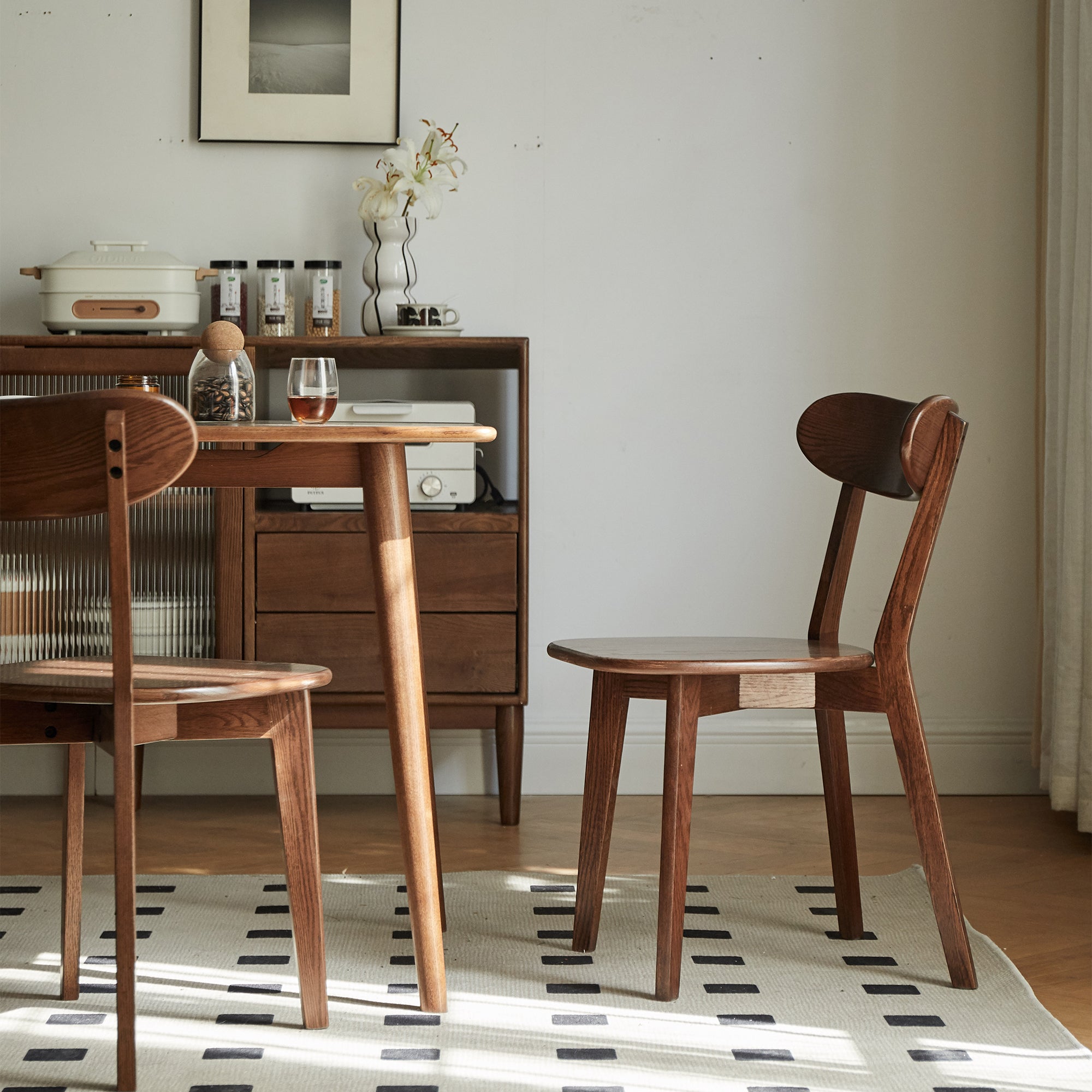 Natural Oak Dining Chair Set of 4 - Solid Wood, Comfortable Design, Walnut Finish, 19.69x18.50x31.50 inches - Grand Goldman Shop