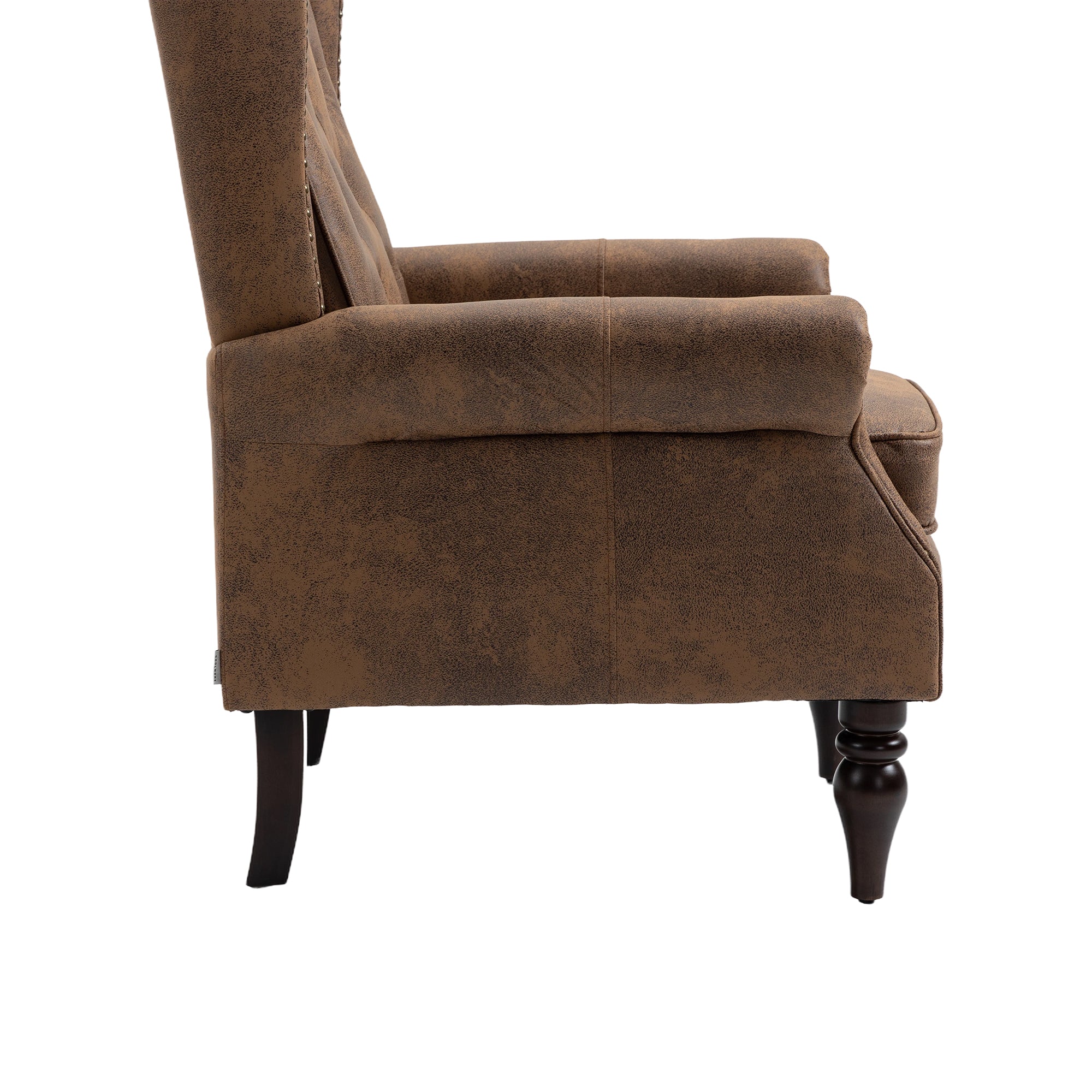 Modern Coffee Wood Frame Armchair with Sturdy Wood Legs and Microsuede Upholstery for Living Room - Grand Goldman Shop
