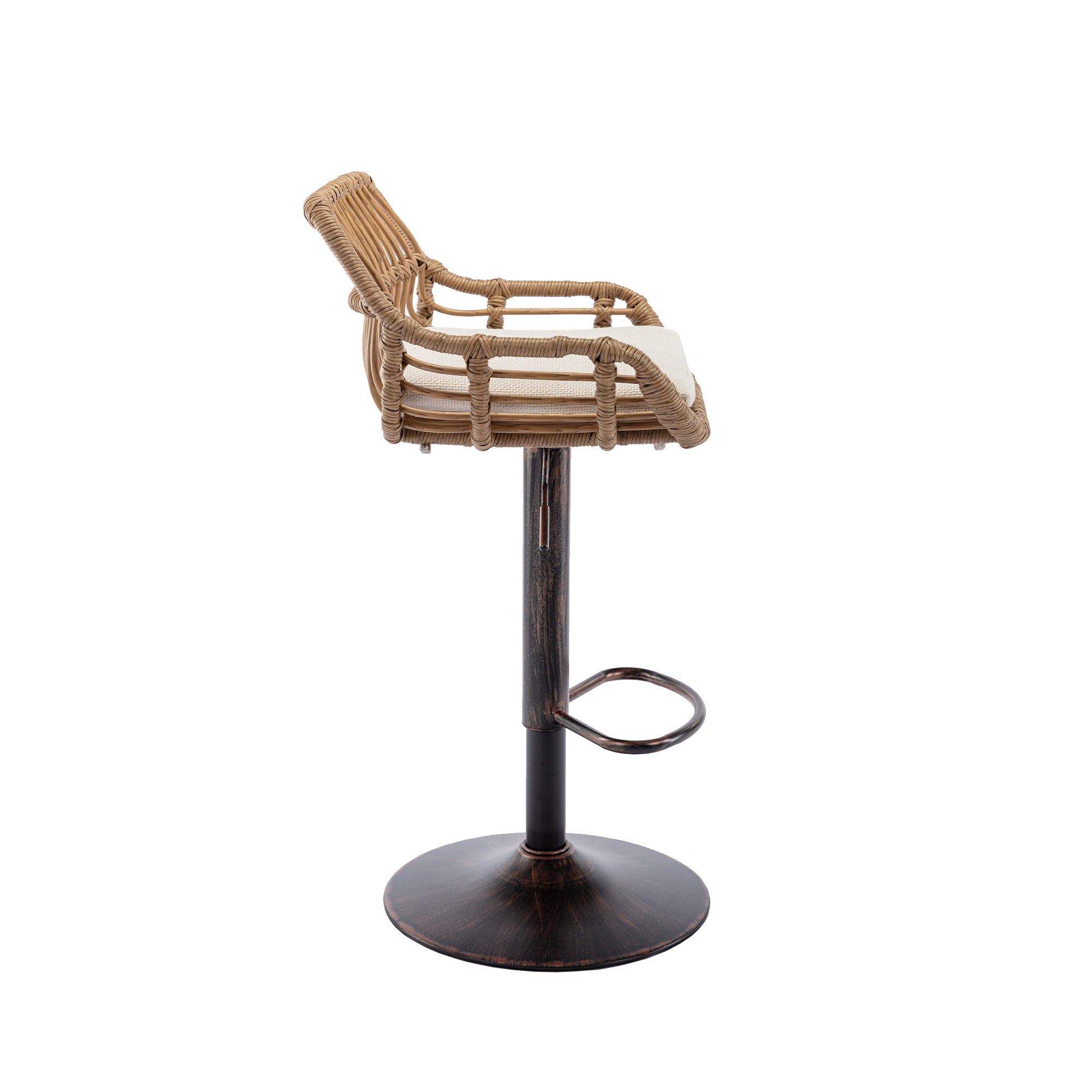 COOLMORE Modern Swivel Bar Stools Set of 2 with Adjustable Counter Height and Footrest in Beige Linen - Grand Goldman Shop