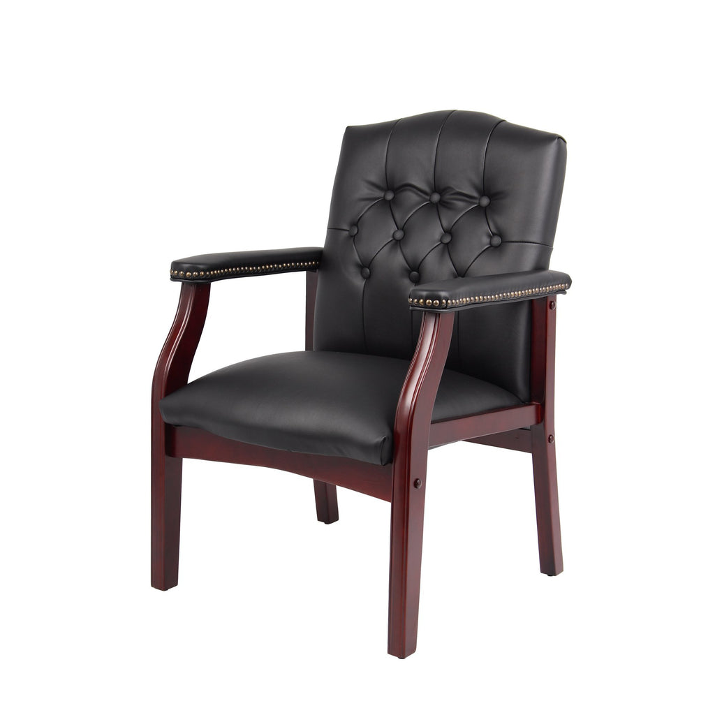 Leather Reception Guest Chairs  W/Padded Seat and Arms Ergonomic Mid-Back Office Executive Side Chair for Meeting Waiting Roo