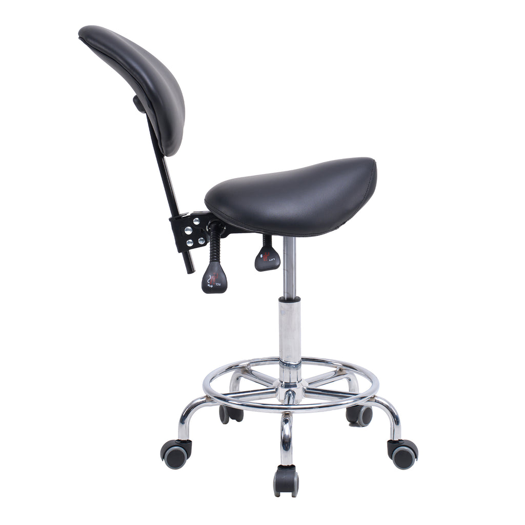 Saddle Stool Chair with Backrest Swivel Hydraulic Ergonomic Tilt Seat Chair with Wheels Footrest for Medical Hospital Clinic 