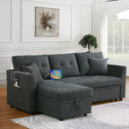 Sectional Sofa Bed L-Shaped Sofa Couch Bed with USB Port, Reversible Sofa Couch Sleeper with Pull Out Bed, Chaise with Storage, Pull Out Couch for Living Room - Grand Goldman Shop