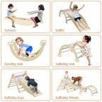 Stylish 5 in 1 Pikler Triangle Set, Baby Climbing Toy, Montessori Learning Toy with Arch, Ramp, and Climbing Triangle - Avail
