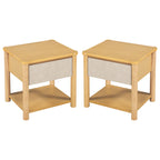Modern King Bed Frame Set with 2 Nightstands, Beige Wood Platform Bed with Headboard and Matching Bedside Tables for Bedroom - Grand Goldman Shop