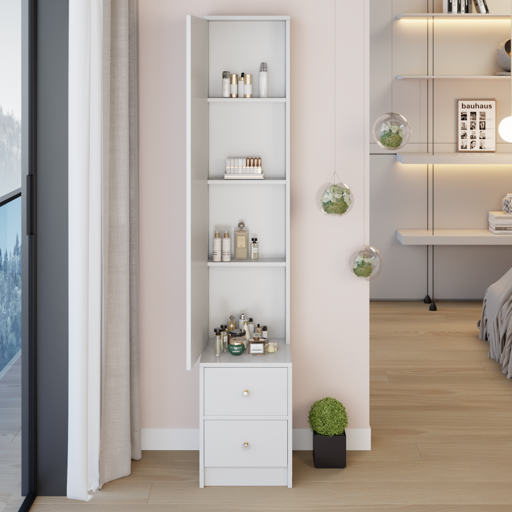 Simple Stylish Dressing Mirror Cabinet, Cosmetic Organizer Cabinet, Jewelry Cabinet, Extra Large Full Body Mirror, Multi Layer High Capacity Storage, 11.8' x 15.7' x 63', EPA, GCC, UL Certificate - Grand Goldman Shop