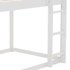 Twin over Twin Low Bunk Bed with Ladder, White - Grand Goldman Shop