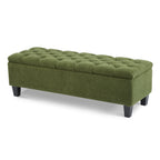 Ottoman Bench with Storage, Green Boucle Surface, Rubber Wood Legs, 300 lbs Capacity - Grand Goldman Shop