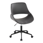 Contemporary Office Chair in Black Metal and Grey Pu | Premium Home Decor - Grand Goldman