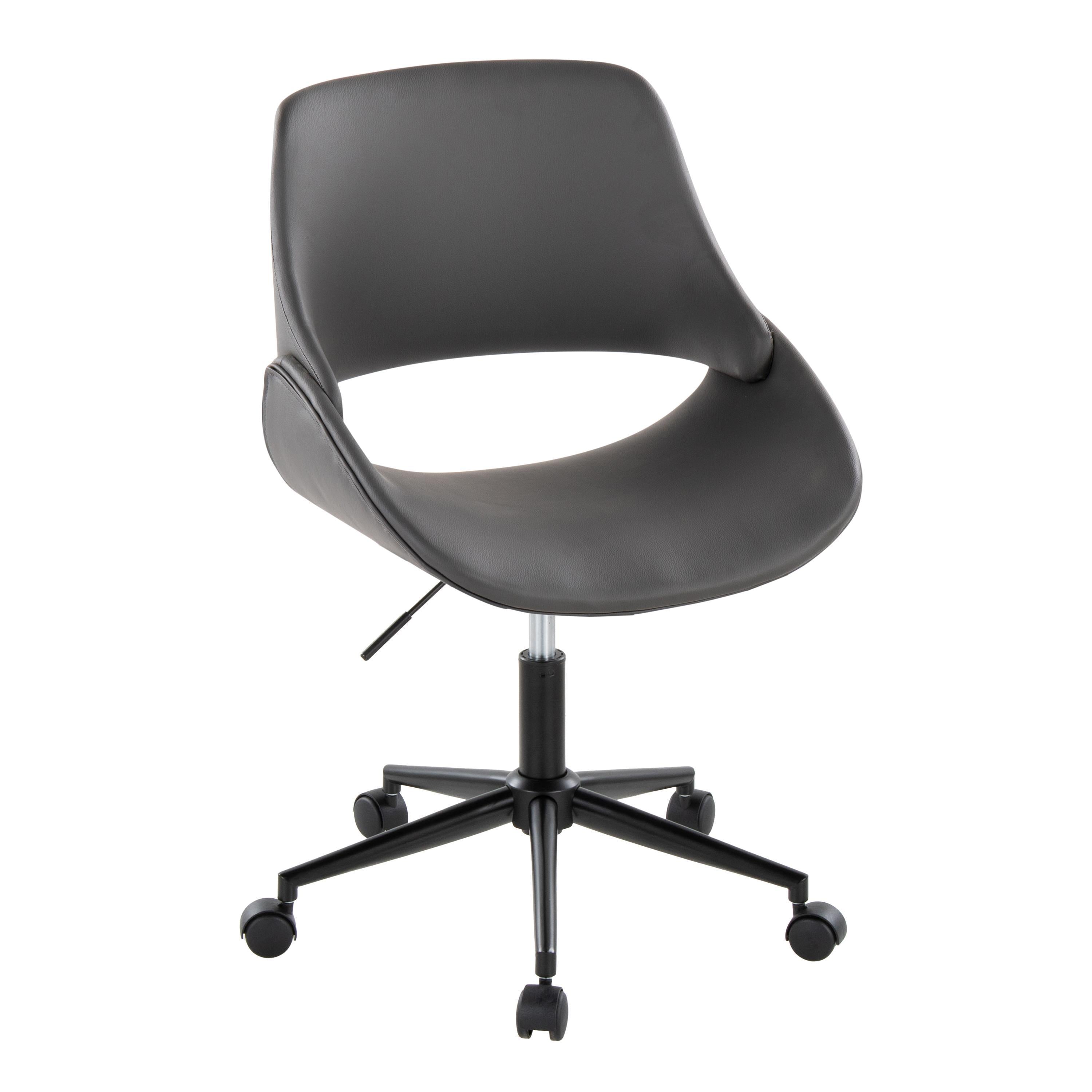 Contemporary Office Chair in Black Metal and Grey Pu | Premium Home Decor - Grand Goldman