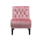 COOLMORE Modern Velvet Armless Accent Living Room Chair / Leisure Chair,Upholstered Fabric Button Comfortable Chair with Wooden Legs for Bedroom, Living Room, Office (Pink Velvet) - Grand Goldman Shop