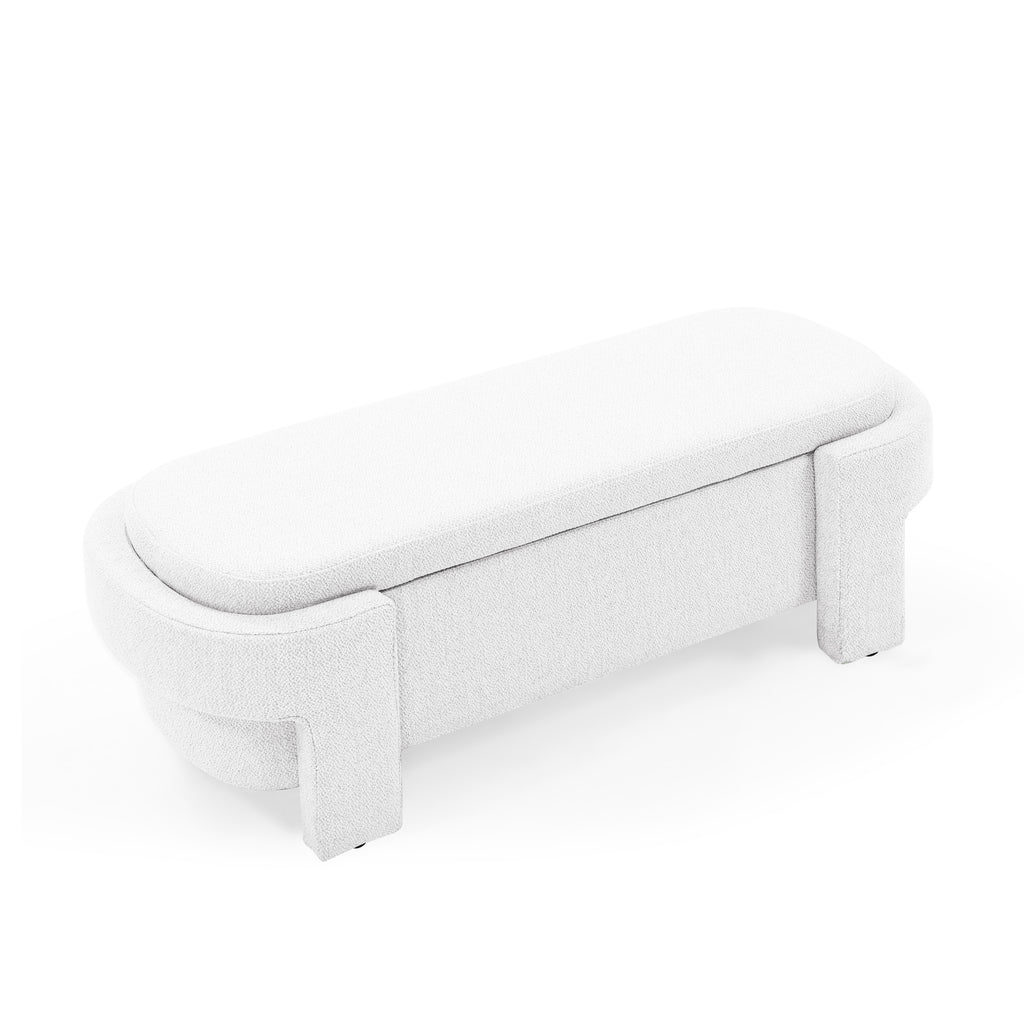 Linen Fabric Upholstered Bench with Large Storage Space for the Living Room, Entryway and Bedroom,White,( 51.5''x20.5''x17'' ) - Grand Goldman Shop