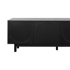 ON-TREND Graceful TV Stand with Arch Cabinets for TVs Up to 78'', Minimalist Entertainment Center with Solid Wood Legs, Practical Media Console with Adjustable Shelves for Living Room, Black - Grand Goldman Shop