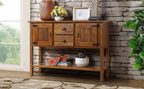 46'' Solid Wood Sideboard Console Table with 2 Drawers and Cabinets and Bottom Shelf, Retro Style Storage Dining Buffet Server Cabinet for Living Room Kitchen Dining Room(Brown) - Grand Goldman Shop