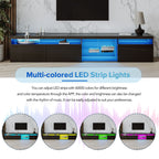 Unique Design TV Stand with 2 Glass Shelves, Ample Storage Space Media Console for TVs Up to 105', Versatile TV Cabinet with LED Color Changing Lights for Living Room, Black (OLD SKU: WF314584AAB) - Grand Goldman Shop