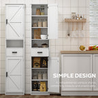 69' H Tall Bathroom Storage Cabinet with 2 Barn Doors and 1 Drawer, Narrow Storage Unit, Adjustable Shelves,Floor Cabinet for Bathroom, Living Room, Entryway,Kitchen,(White) - Grand Goldman Shop