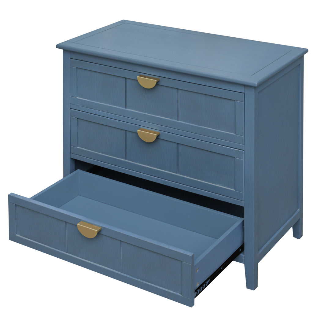 3-Drawer Cabinet for Bedroom, Living Room, or Study – Blue MDF American Furniture - Grand Goldman Shop