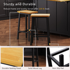 K&K 53inch Large Kitchen Island with 2 Bar Stools, Power Outlet,Door Internal Storage Rack, Kitchen Storage Cart on 5 Wheels with Drop Leaf, 5 Open Side Racks, 3 Drawers,Black (Three Packages) - Grand Goldman Shop