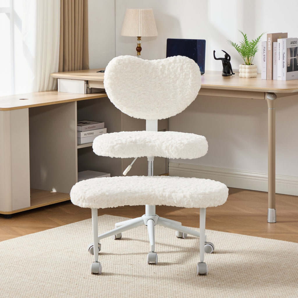 Artificial rabbit hair Meditation Chair Plus, Cross Legged Chair with Wheels, ADHD Chair, Criss Cross Desk Chair with Lumbar 