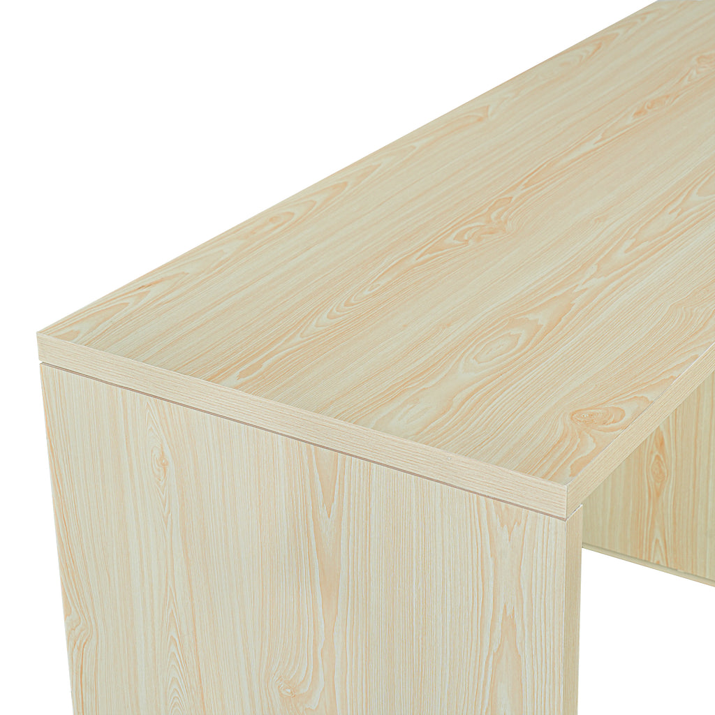 90' Modern L Shaped Desk in Natural Wood with 3 Drawers,360° Wood Rotating Desk,Executive Office Desk,Corner Desk,Office Stud