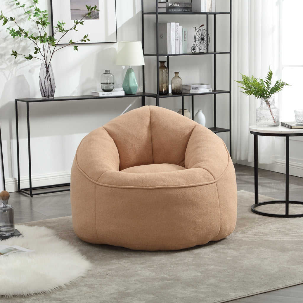 Bedding Bean Bag Sofa Chair with High-Pressure Foam and Footrest, Tan Microfiber - Grand Goldman Shop