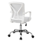 Office Chair, Adjustable Height, Swivel, Ergonomic, Armrests, Computer Desk, Work, White Mesh, Chrome Metal, Contemporary, Mo