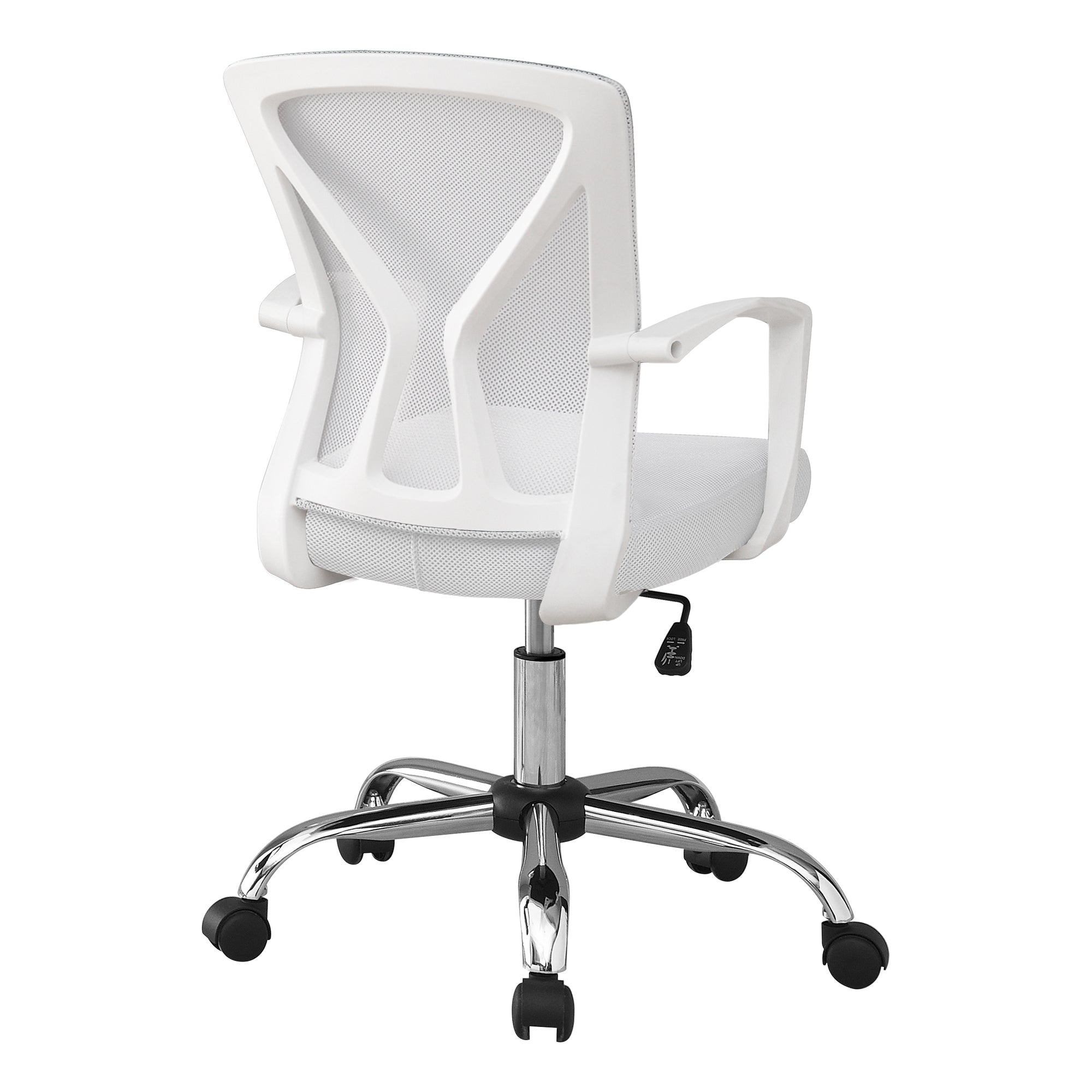 Office Chair, Adjustable Height, Swivel, Ergonomic, Armrests, Computer Desk, Work, White Mesh, Chrome Metal, Contemporary, Mo