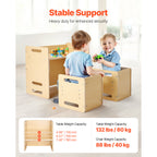 Montessori Weaning Table and Chair Set, Wooden Toddler Table and Chair Set with 2 Chairs, Adjustable Height Montessori Chair 